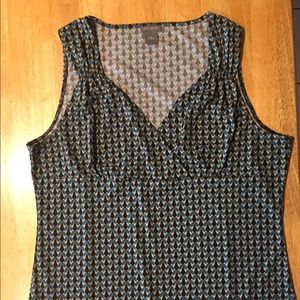 Ann Taylor XL teal/brown patterned tank
